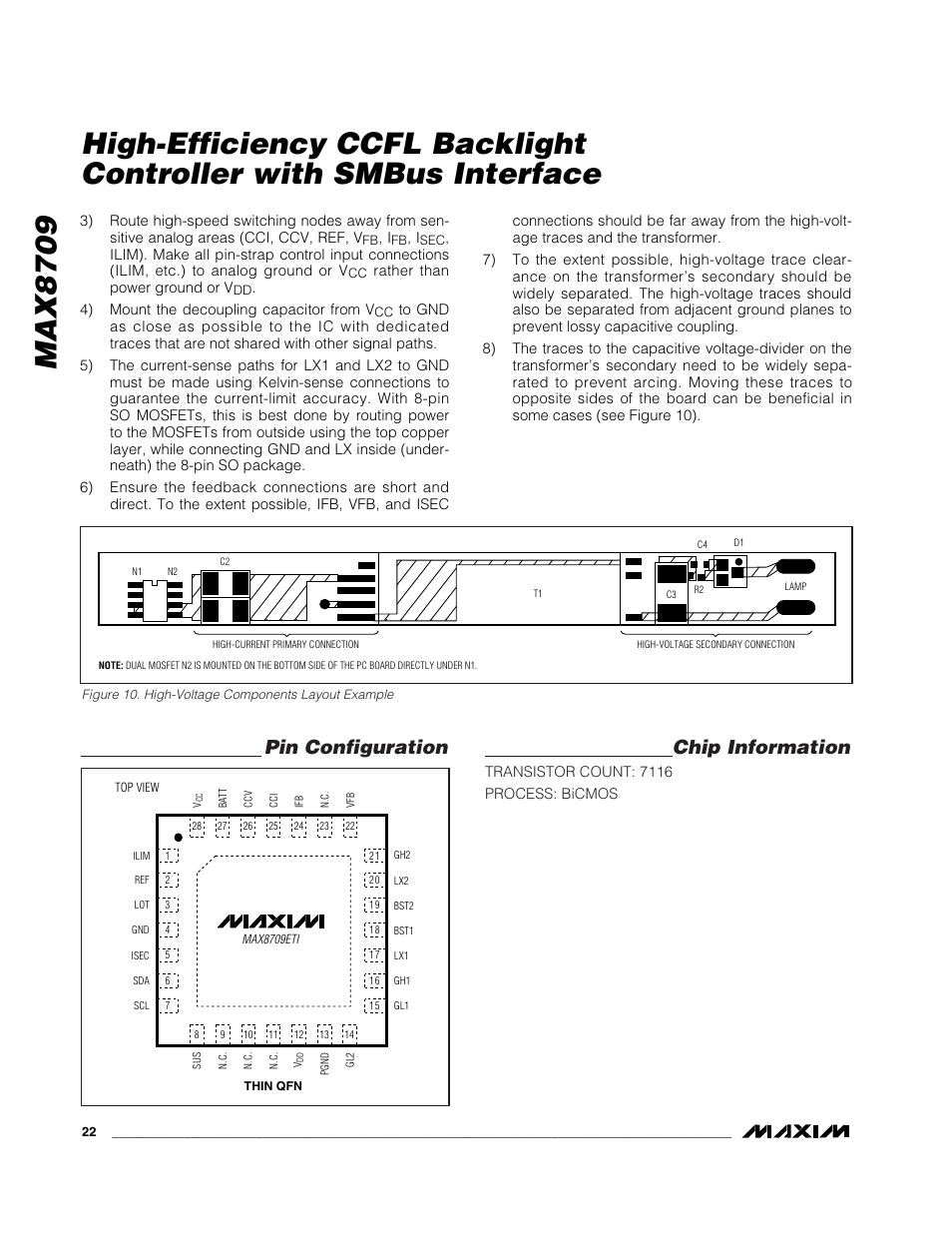 Chip information, Pin configuration | Rainbow Electronics MAX8709 User Manual | Page 22 / 23