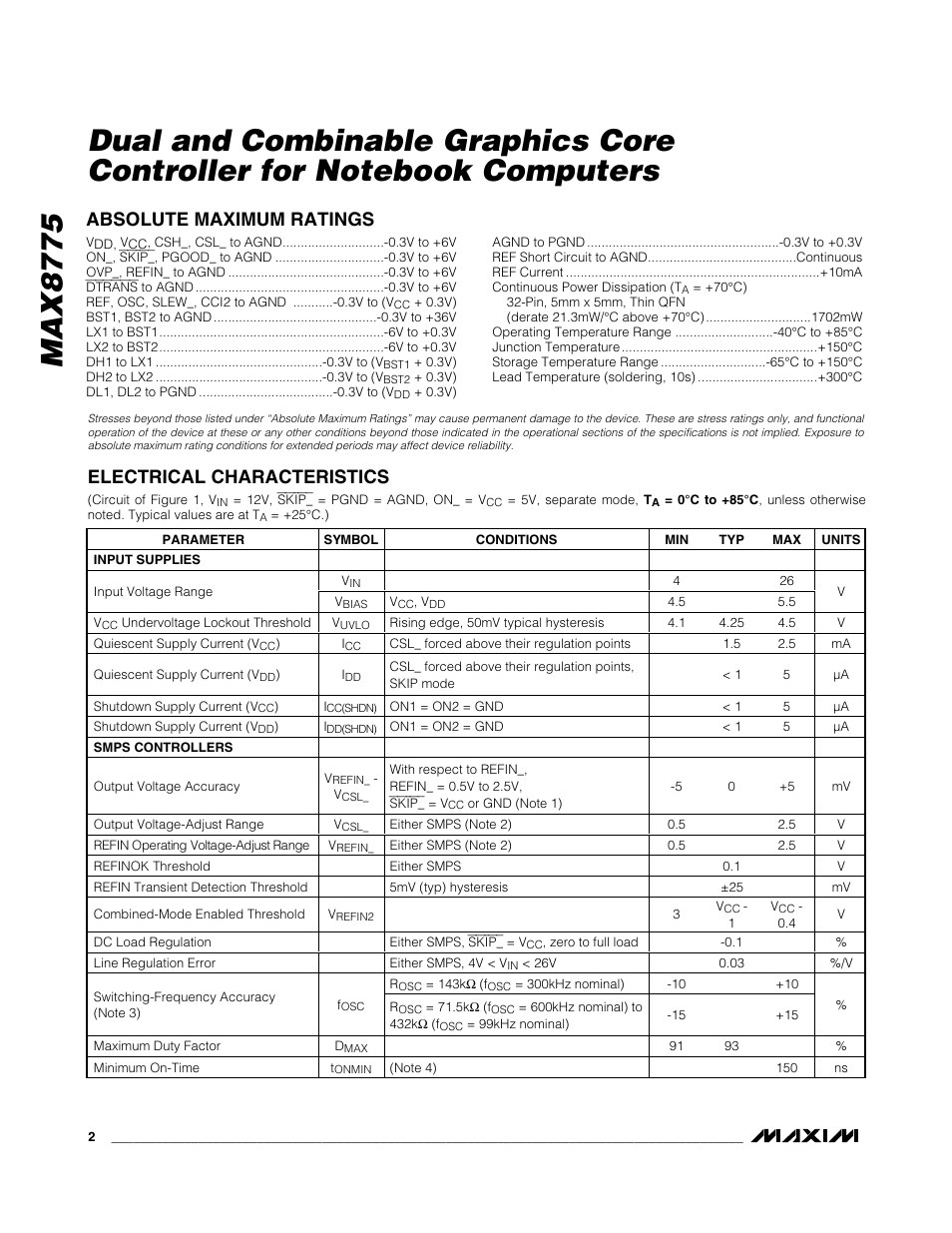 Rainbow Electronics MAX8775 User Manual | Page 2 / 30