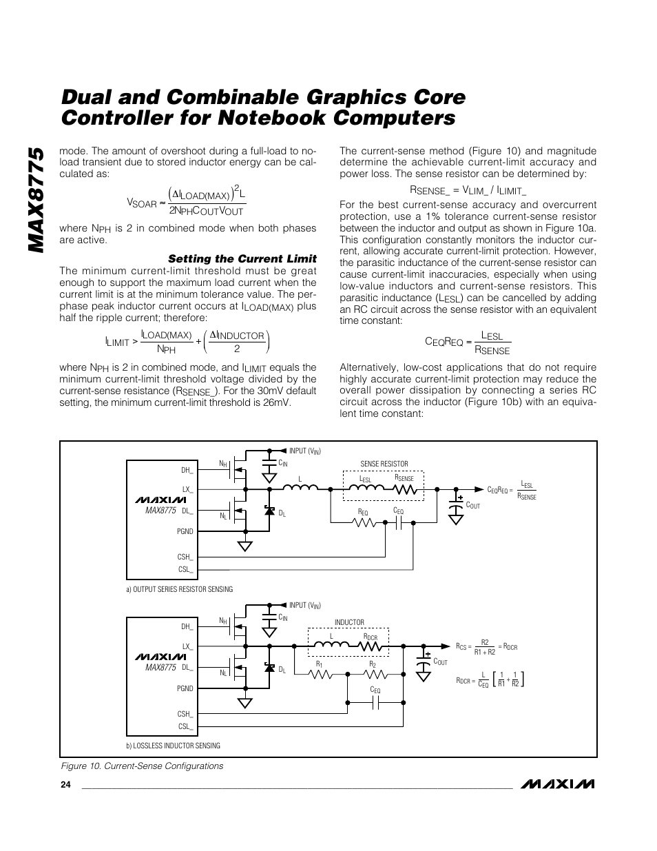 Max8775, Setting the current limit | Rainbow Electronics MAX8775 User Manual | Page 24 / 30