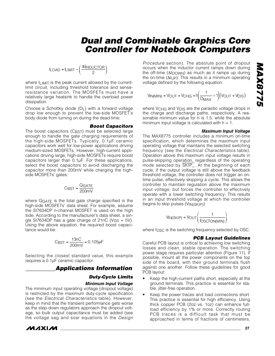 Applications information | Rainbow Electronics MAX8775 User Manual | Page 27 / 30