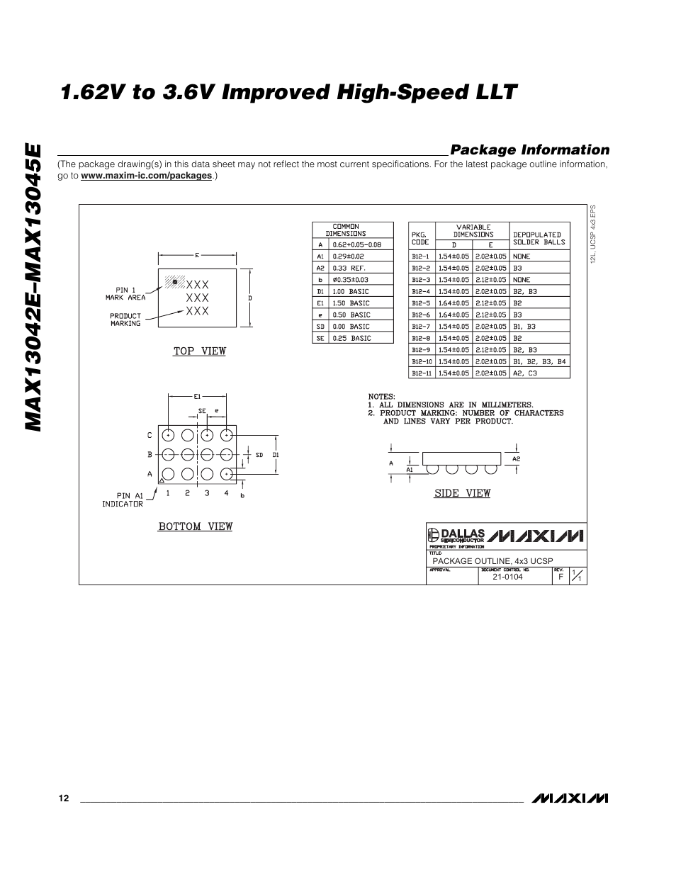 Package information | Rainbow Electronics MAX13045E User Manual | Page 12 / 14