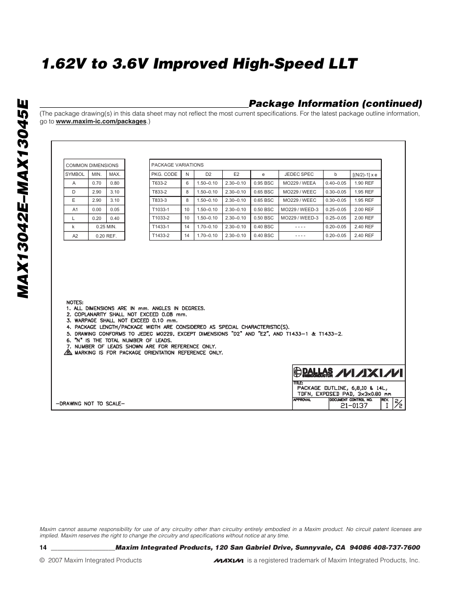 Package information (continued), Springer | Rainbow Electronics MAX13045E User Manual | Page 14 / 14