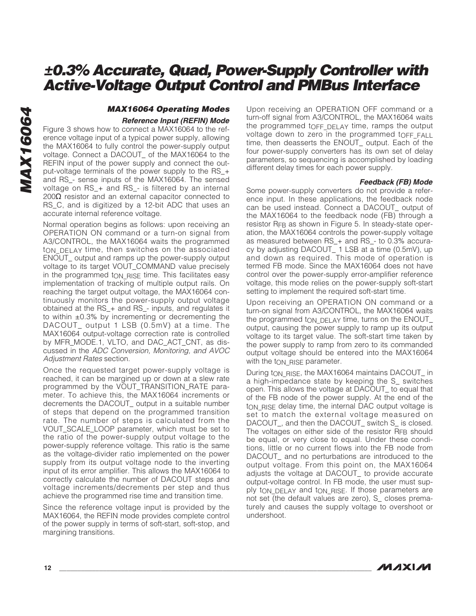 Rainbow Electronics MAX16064 User Manual | Page 12 / 52
