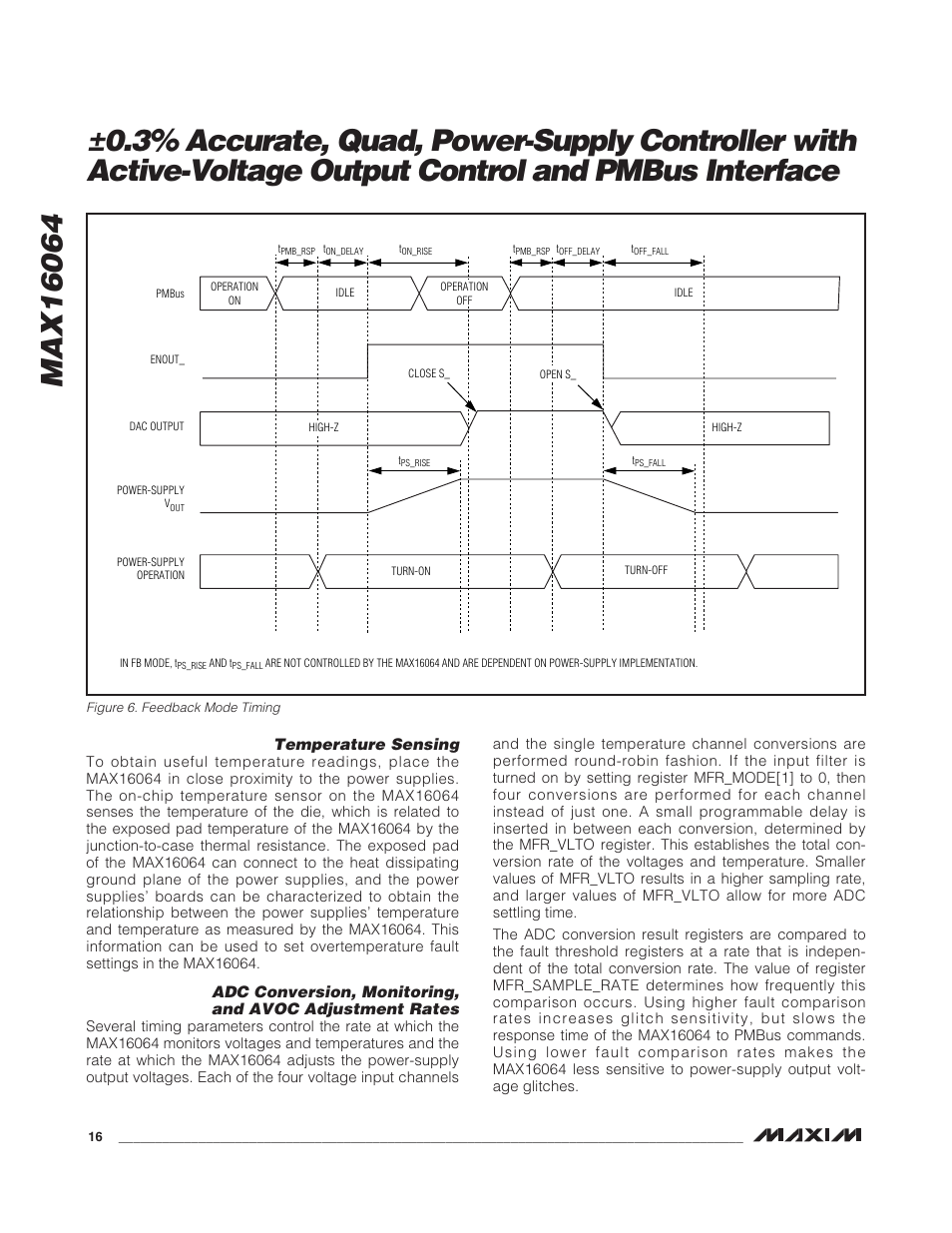 Temperature sensing | Rainbow Electronics MAX16064 User Manual | Page 16 / 52