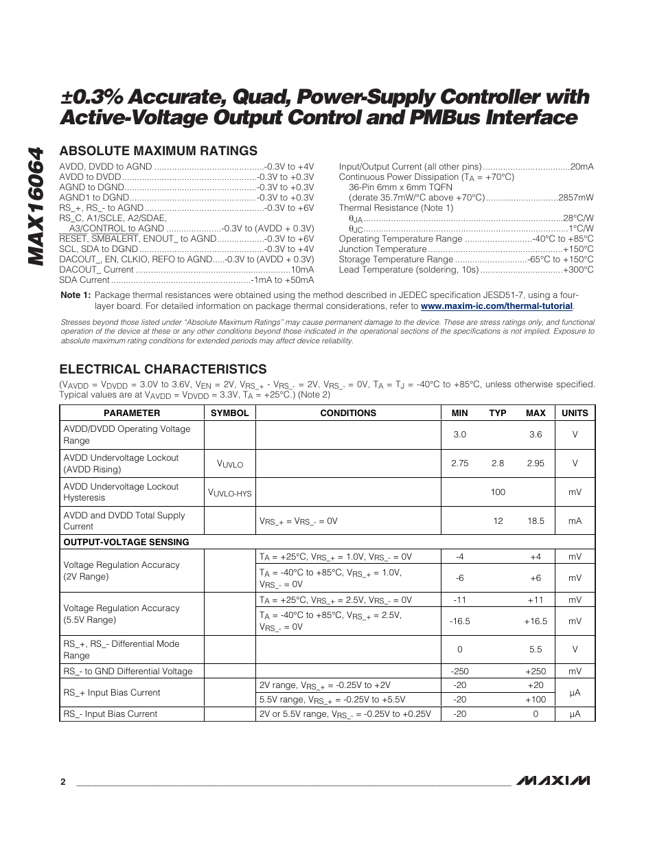 Rainbow Electronics MAX16064 User Manual | Page 2 / 52