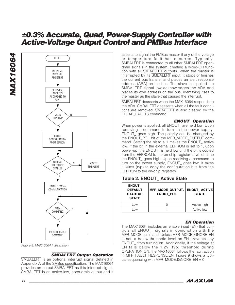 Table 2. enout_ active state | Rainbow Electronics MAX16064 User Manual | Page 22 / 52