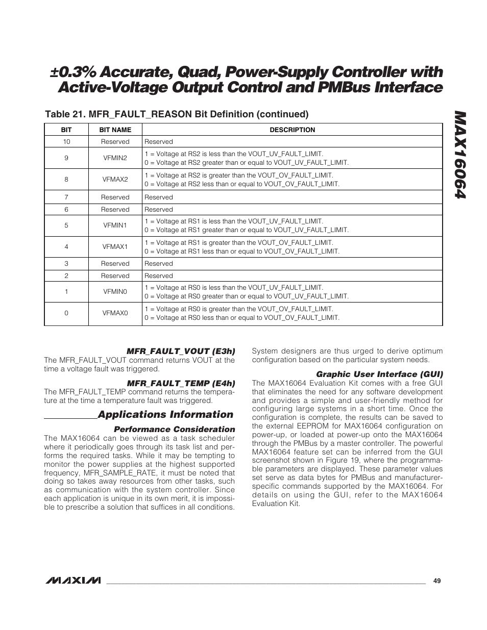 Applications information | Rainbow Electronics MAX16064 User Manual | Page 49 / 52