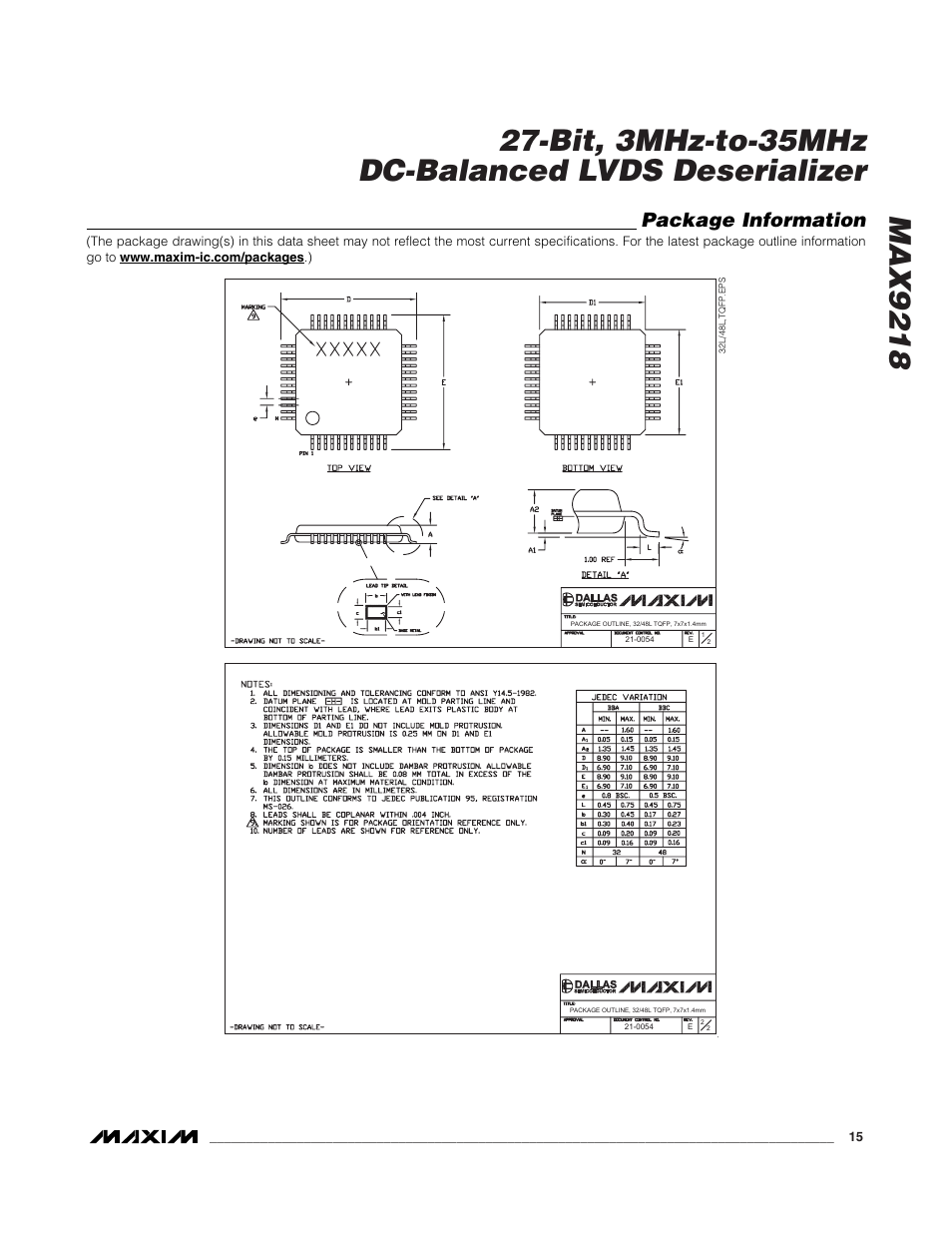 Package information | Rainbow Electronics MAX9218 User Manual | Page 15 / 16