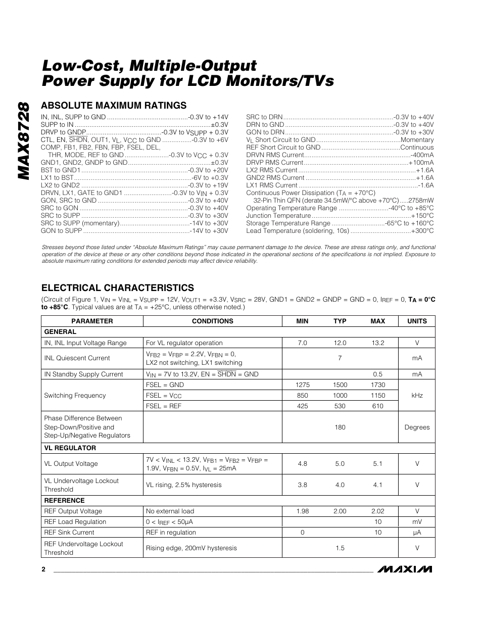 Rainbow Electronics MAX8728 User Manual | Page 2 / 29