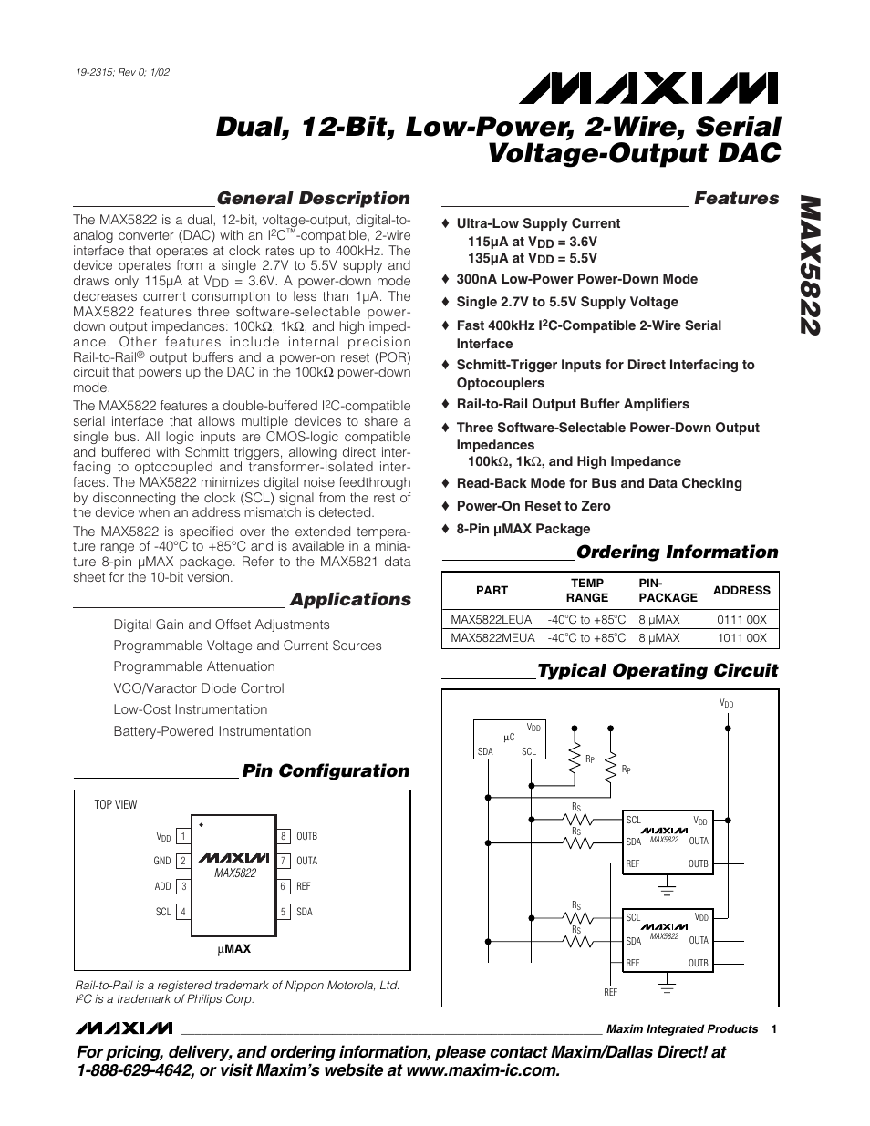 Rainbow Electronics MAX5821 User Manual | 13 pages