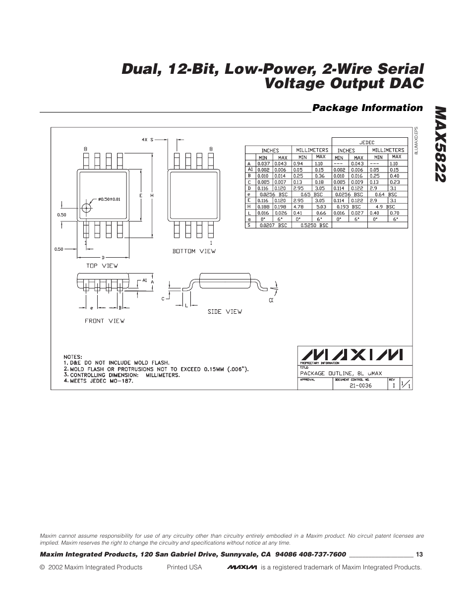 Rainbow Electronics MAX5821 User Manual | Page 13 / 13