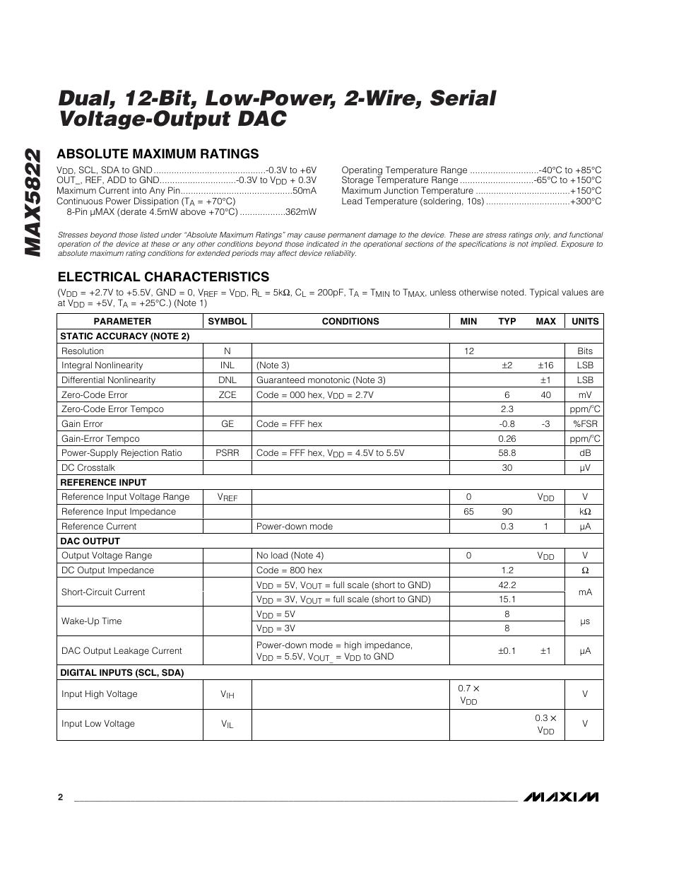Rainbow Electronics MAX5821 User Manual | Page 2 / 13