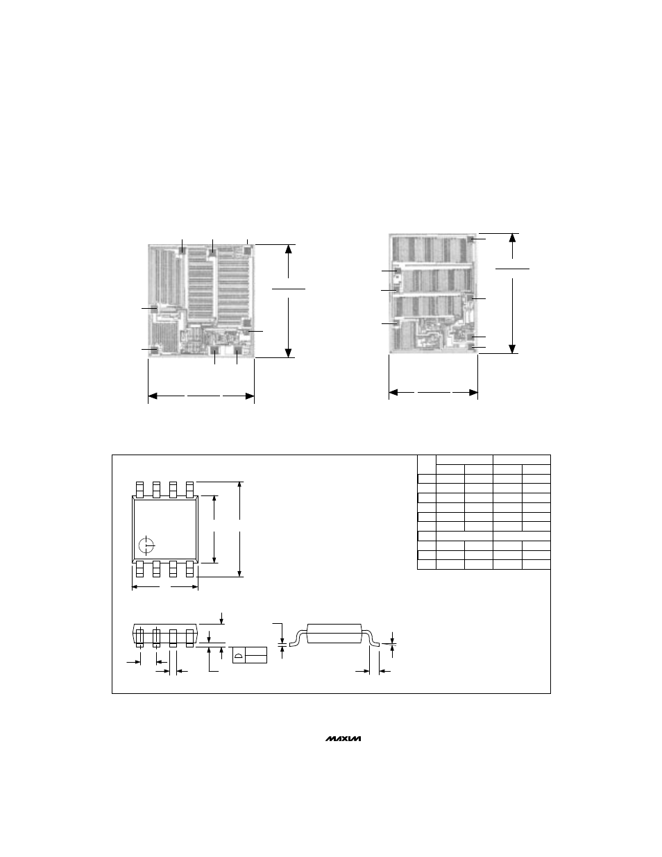 Chip topographies, Package information, Pin µ max package | Rainbow Electronics ICL7660 User Manual | Page 12 / 12