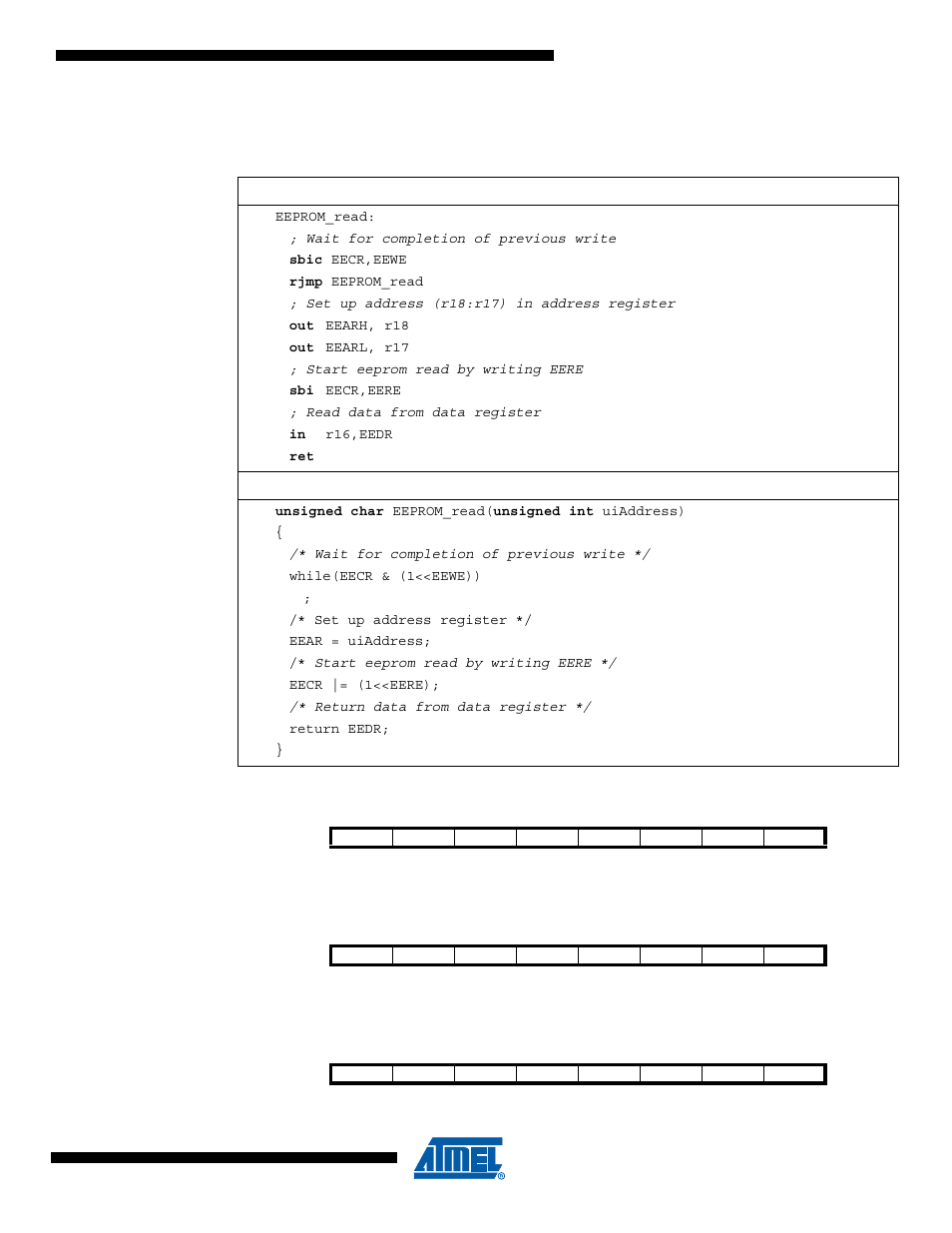 4 gpior0 – general purpose i/o register 0, 5 gpior1 – general purpose i/o register 1, 6 gpior2 – general purpose i/o register 2 | C code example | Rainbow Electronics ATmega64M1 User Manual | Page 26 / 343