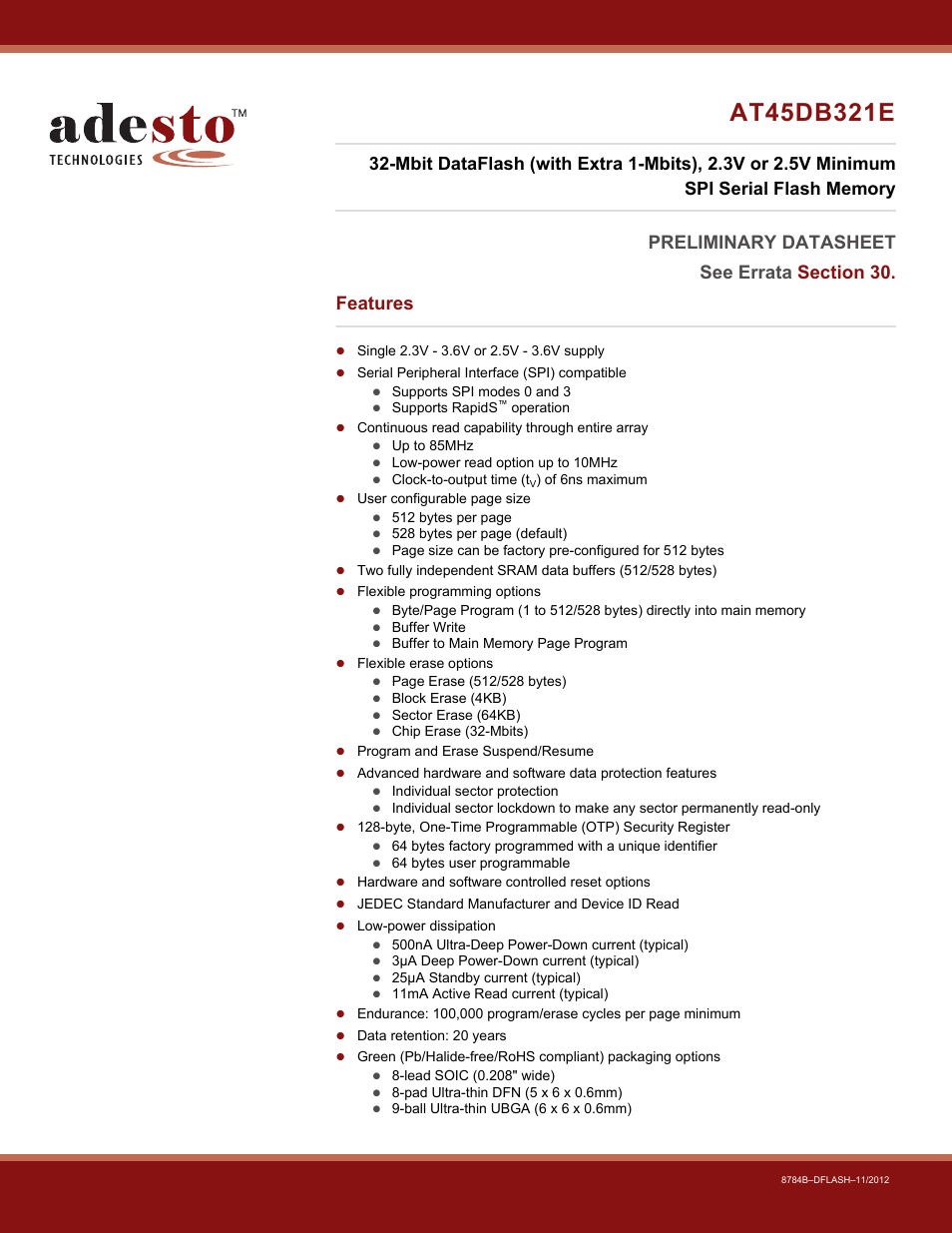 Rainbow Electronics AT45DB642 User Manual | 71 pages