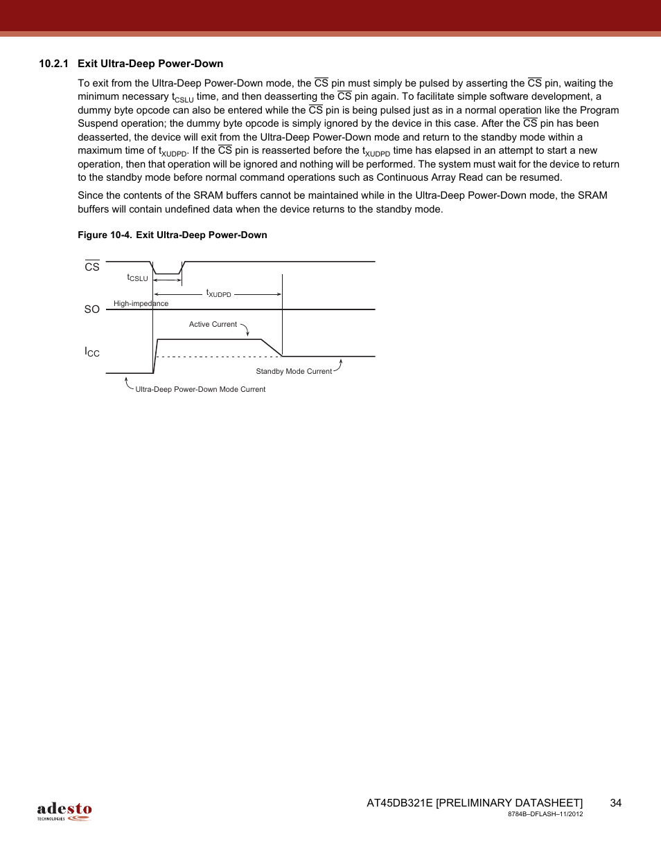 1 exit ultra-deep power-down | Rainbow Electronics AT45DB642 User Manual | Page 34 / 71
