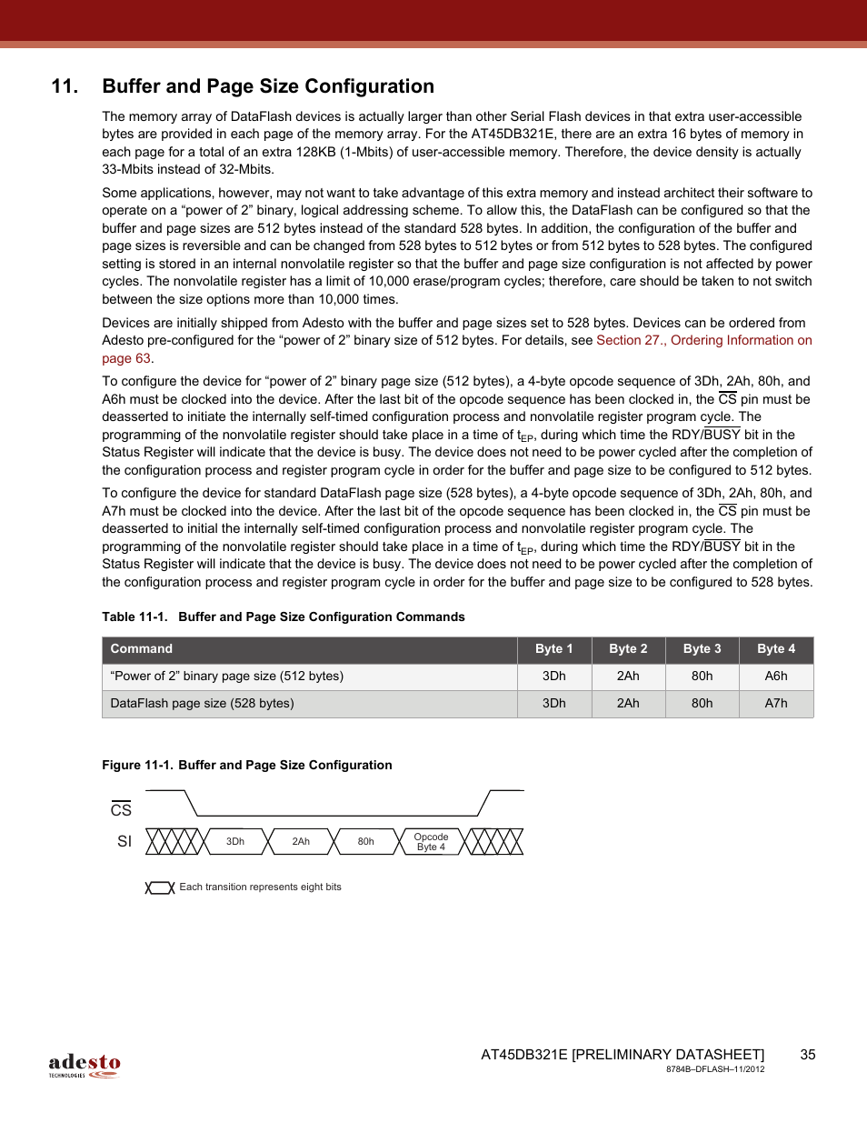 Buffer and page size configuration | Rainbow Electronics AT45DB642 User Manual | Page 35 / 71