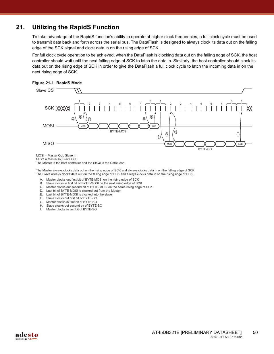 Utilizing the rapids function, Sck mosi miso | Rainbow Electronics AT45DB642 User Manual | Page 50 / 71