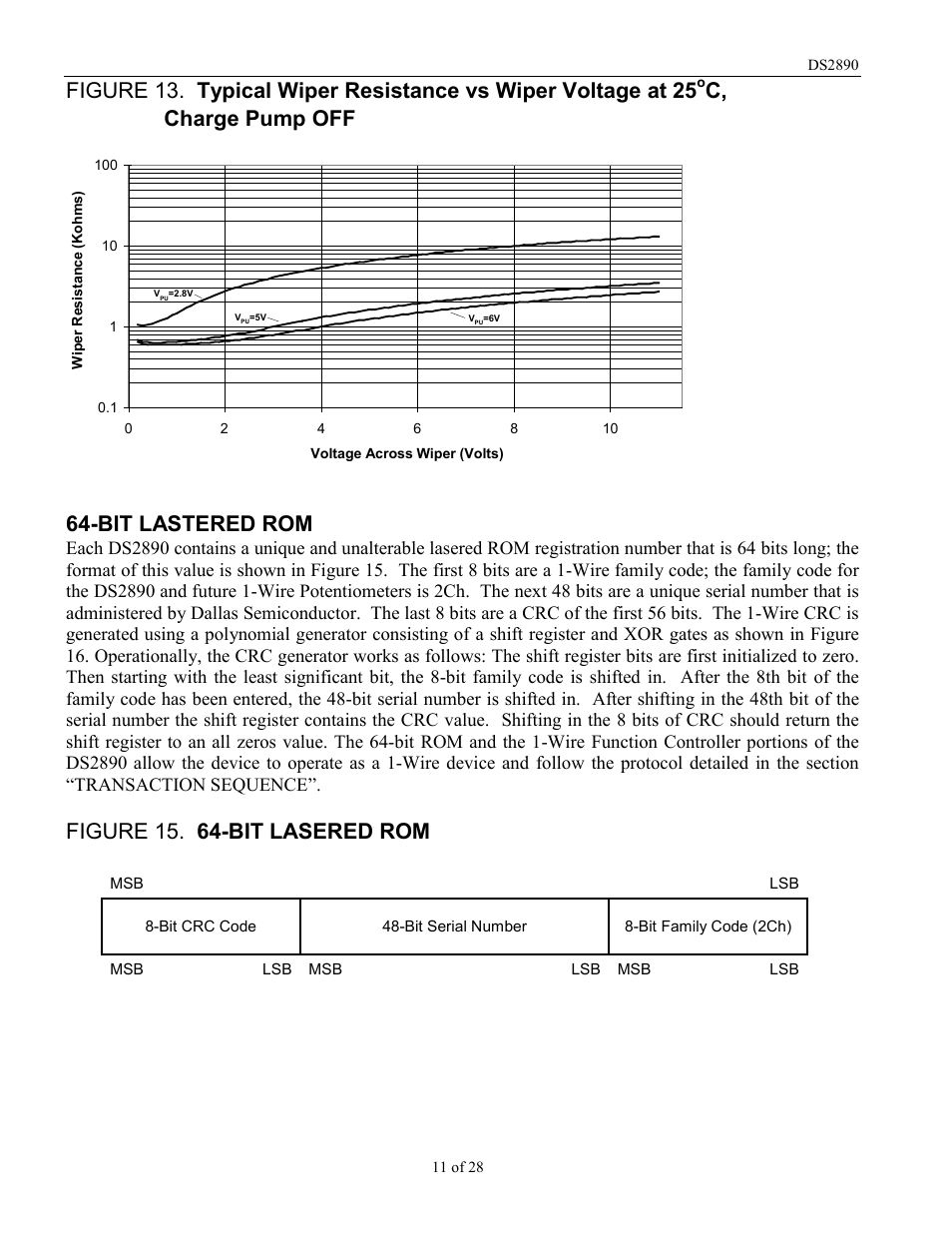 C, charge pump off, Bit lastered rom, Figure 15. 64-bit lasered rom | Rainbow Electronics DS2890 User Manual | Page 11 / 28