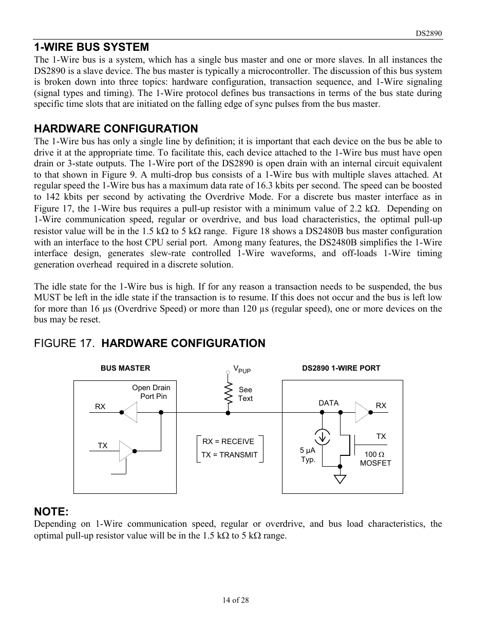 Wire bus system, Hardware configuration, Figure 17. hardware configuration | Rainbow Electronics DS2890 User Manual | Page 14 / 28