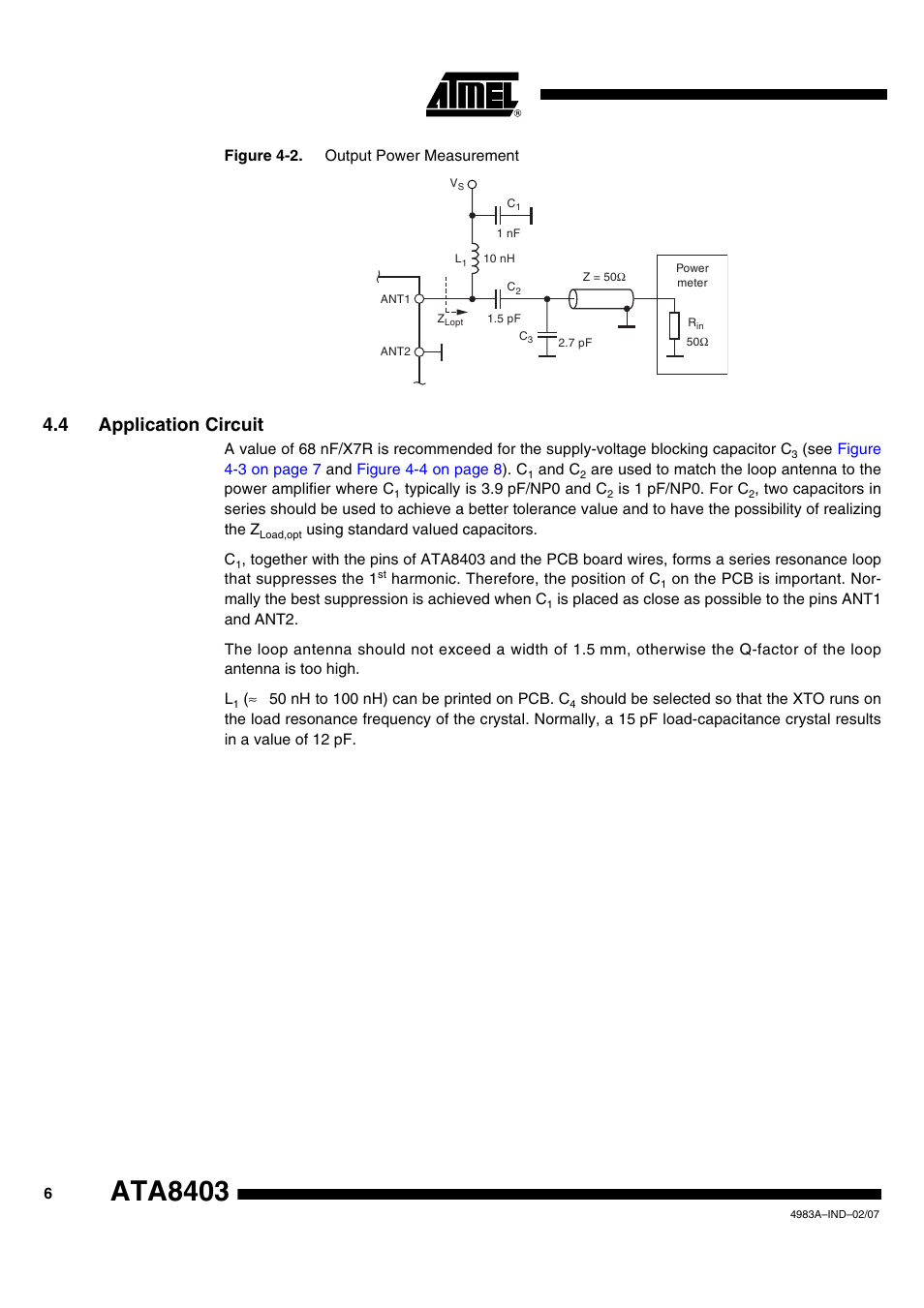 Ata8403, 4 application circuit | Rainbow Electronics ATA8401 User Manual | Page 6 / 12