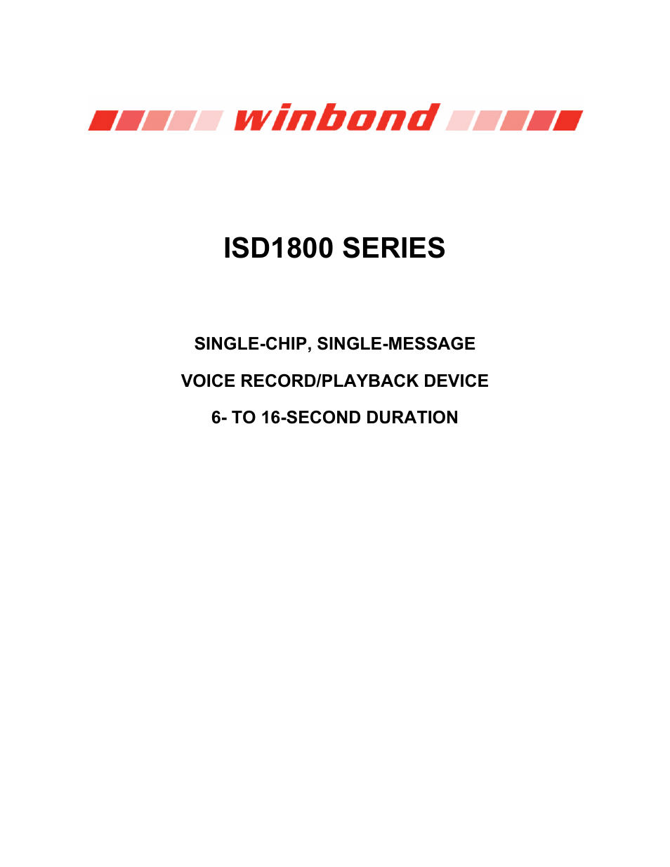 Rainbow Electronics ISD1800 User Manual | 26 pages