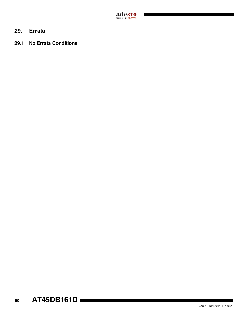 Errata, 1 no errata conditions | Rainbow Electronics AT45DB161D User Manual | Page 50 / 51