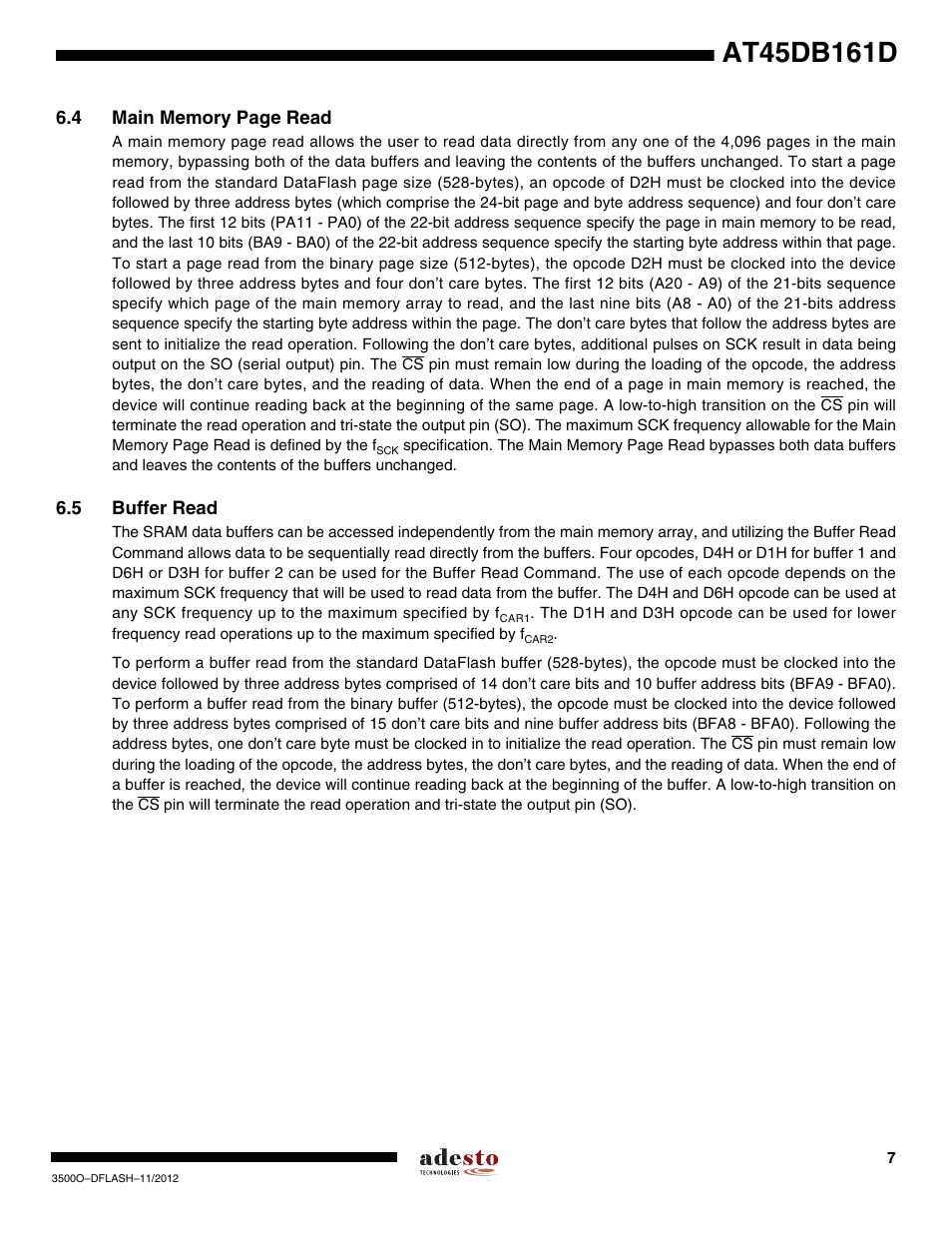 5 buffer read | Rainbow Electronics AT45DB161D User Manual | Page 7 / 51