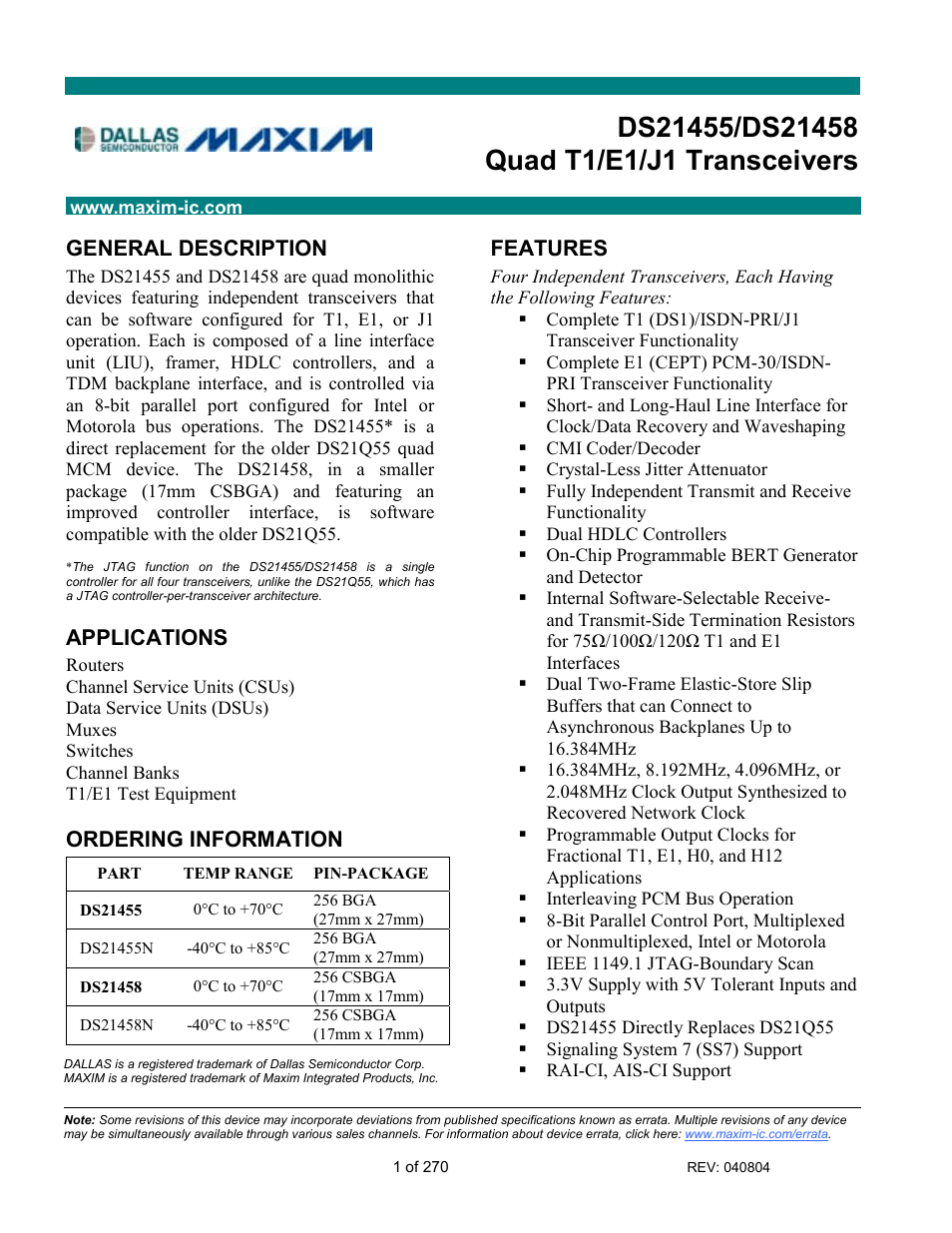 Rainbow Electronics DS21458 User Manual | 270 pages