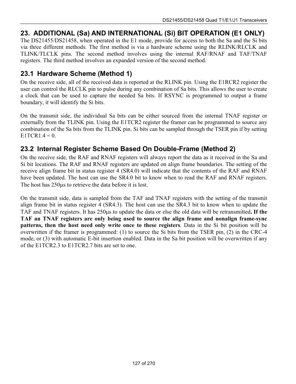 Hardware scheme (method 1), Ardware, Cheme | Ethod, Nternal, Egister, Ased, Ouble, Rame, 1 hardware scheme (method 1) | Rainbow Electronics DS21458 User Manual | Page 127 / 270