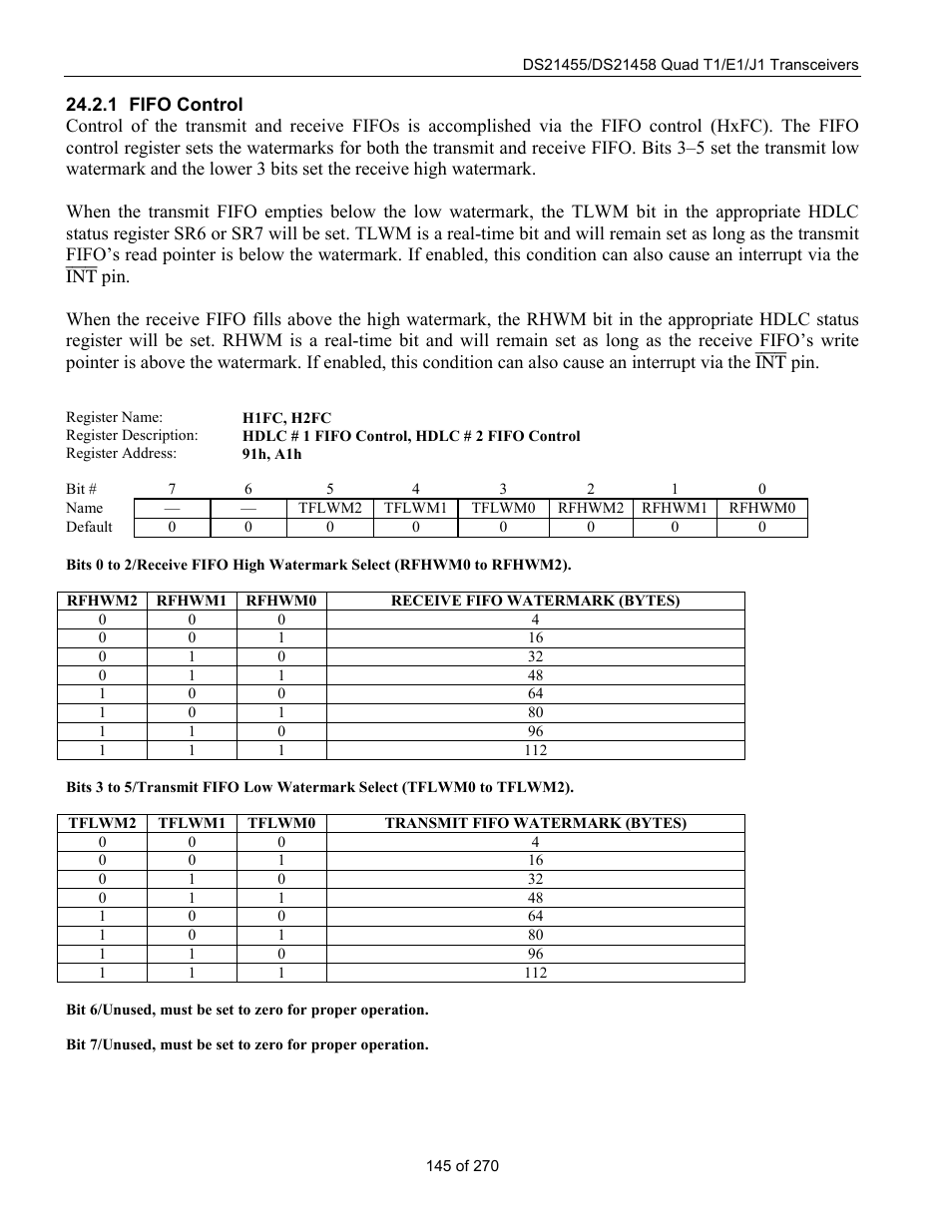 Fifo control | Rainbow Electronics DS21458 User Manual | Page 145 / 270