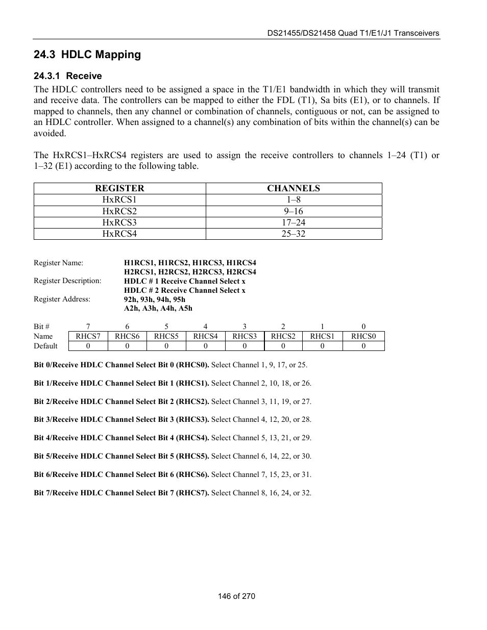 Hdlc mapping, Receive, 3 hdlc m | Apping, 3 hdlc mapping | Rainbow Electronics DS21458 User Manual | Page 146 / 270