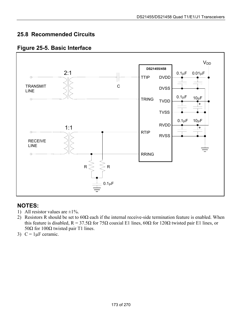 Recommended circuits, Ecommended, Ircuits | Figure 25-5. basic interface, Tion, Figure 25-5, Will, 8 recommended circuits | Rainbow Electronics DS21458 User Manual | Page 173 / 270
