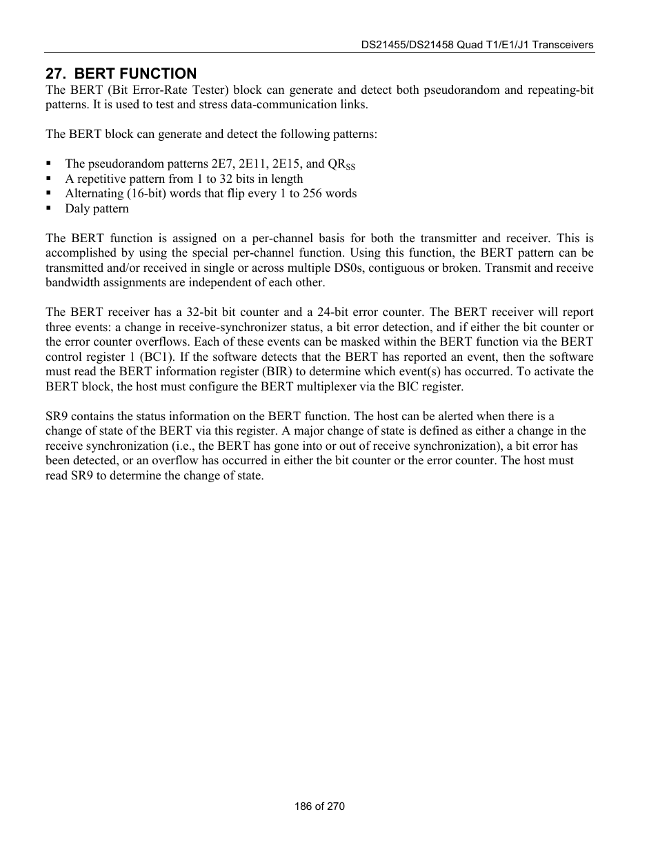Bert function | Rainbow Electronics DS21458 User Manual | Page 186 / 270