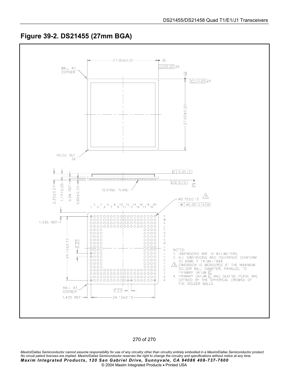 Figure 39-2. ds21455 (27mm bga) | Rainbow Electronics DS21458 User Manual | Page 270 / 270