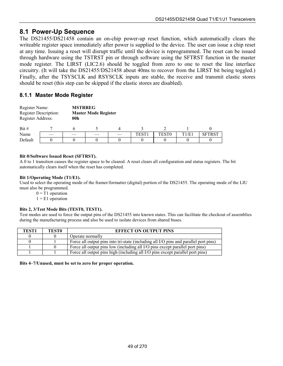 Power-up sequence, Master mode register, Ower | Equence, 1 power-up sequence | Rainbow Electronics DS21458 User Manual | Page 49 / 270