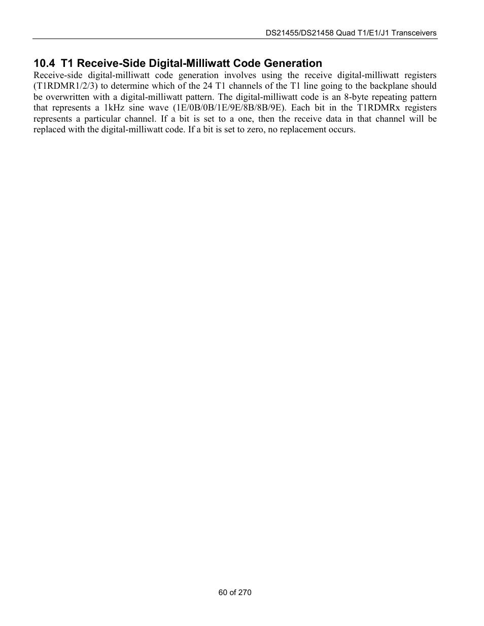 T1 receive-side digital-milliwatt code generation, 4 t1 r, Eceive | Igital, Illiwatt, Eneration | Rainbow Electronics DS21458 User Manual | Page 60 / 270