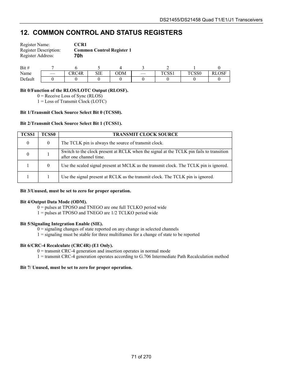 Common control and status registers | Rainbow Electronics DS21458 User Manual | Page 71 / 270