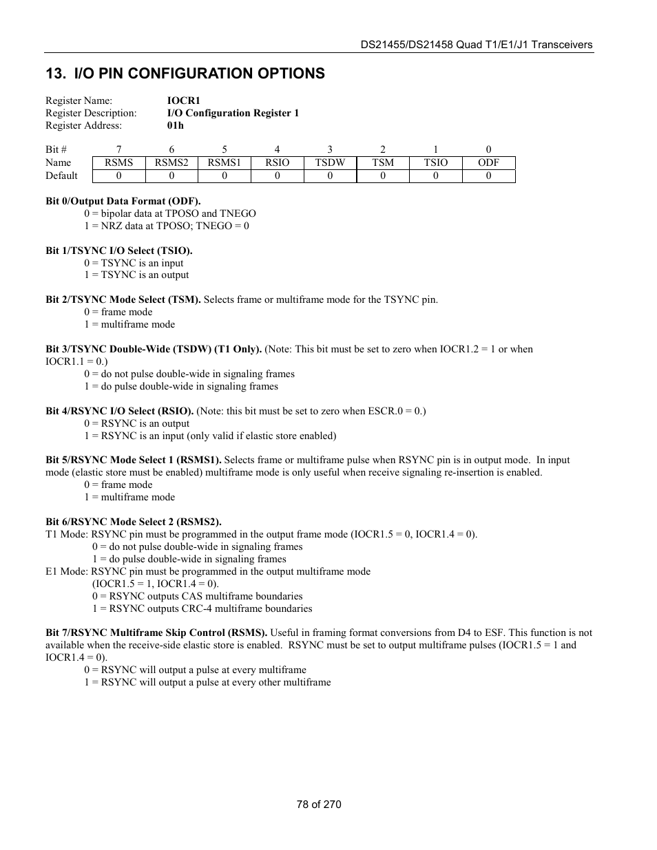 I/o pin configuration options | Rainbow Electronics DS21458 User Manual | Page 78 / 270