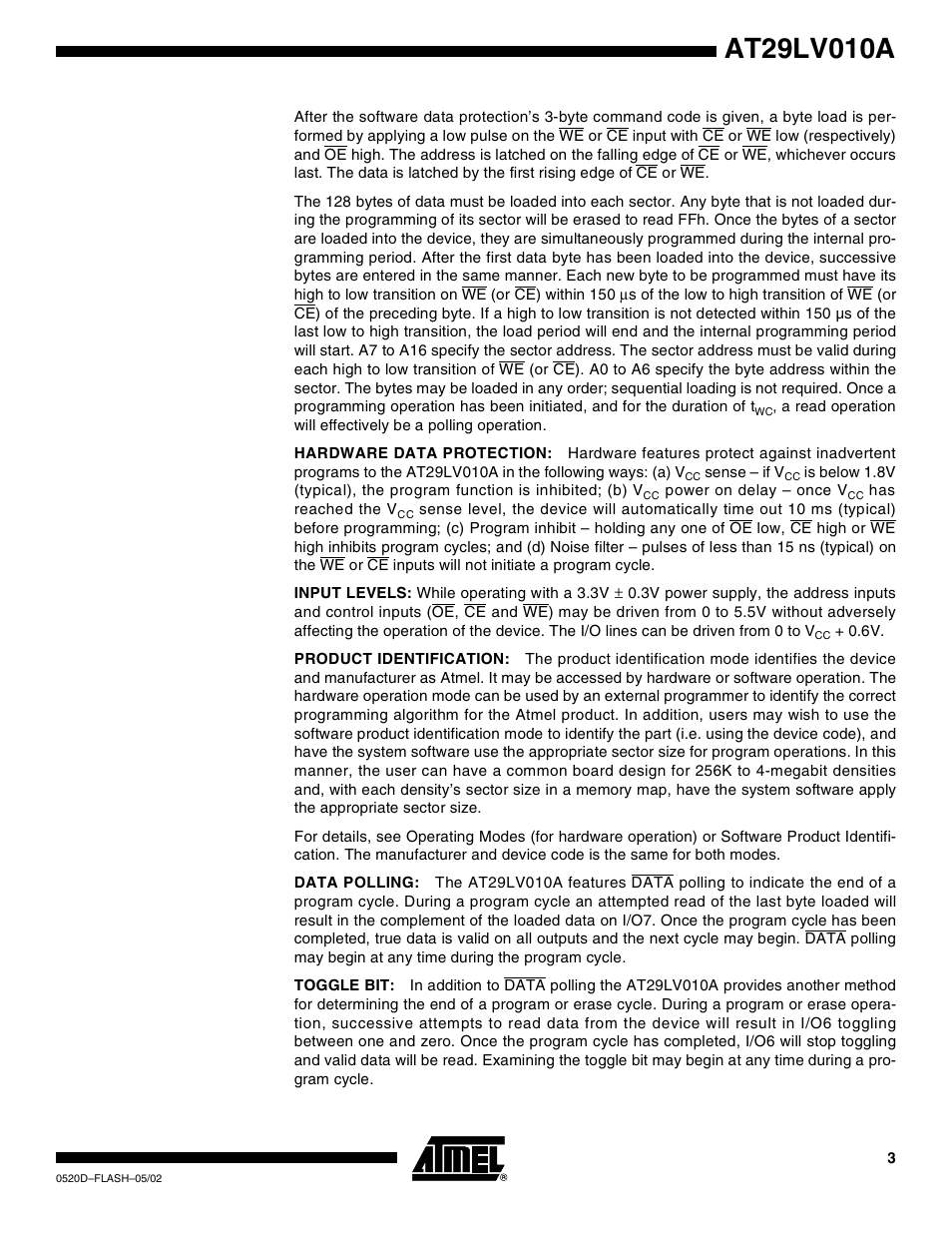 Rainbow Electronics AT29LV010A User Manual | Page 3 / 15