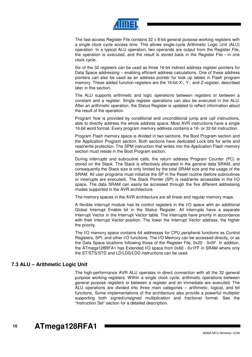 3 alu - arithmetic logic unit | Rainbow Electronics ATmega128RFA1 User Manual | Page 10 / 524