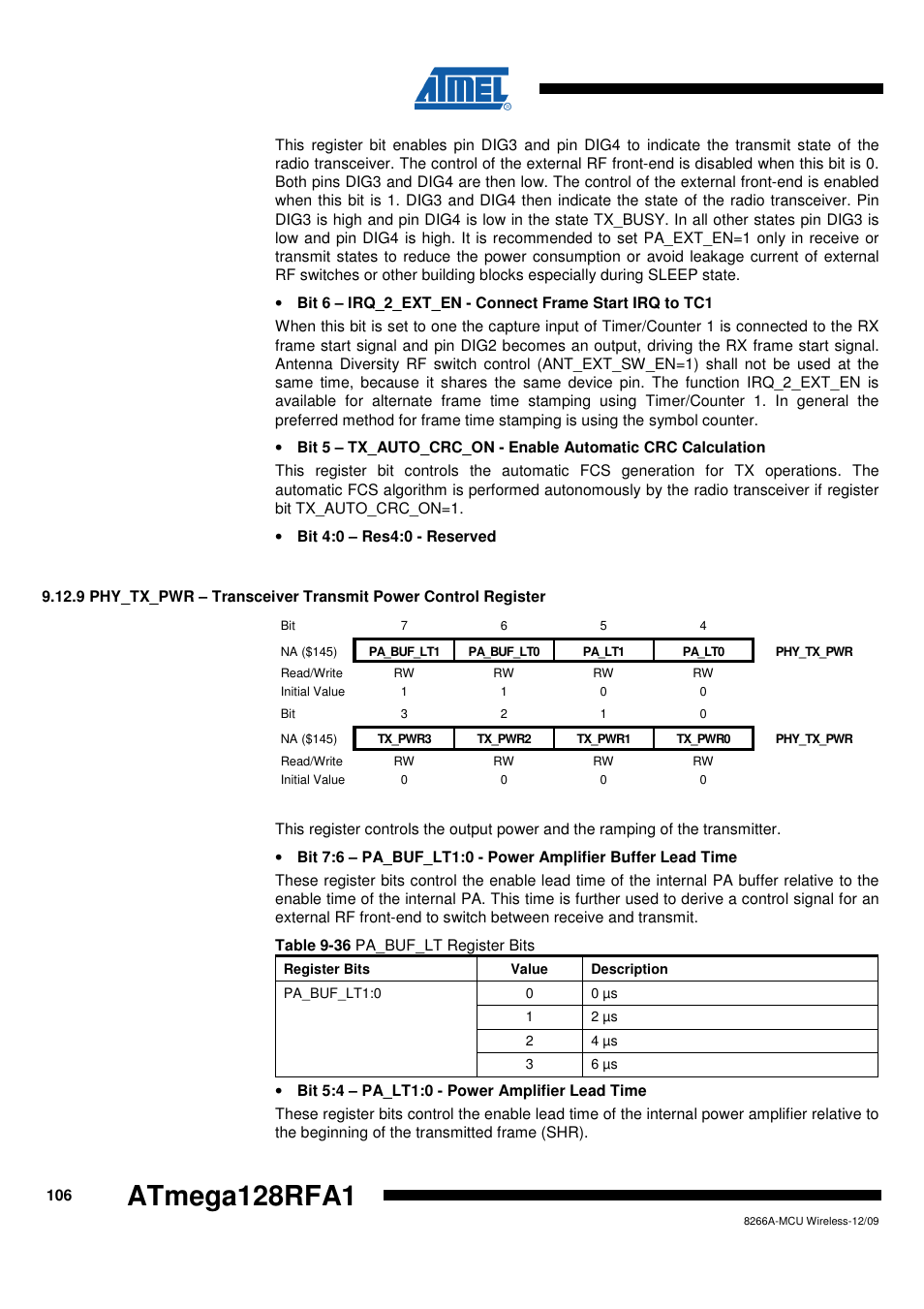 Atmega128rfa1 | Rainbow Electronics ATmega128RFA1 User Manual | Page 106 / 524