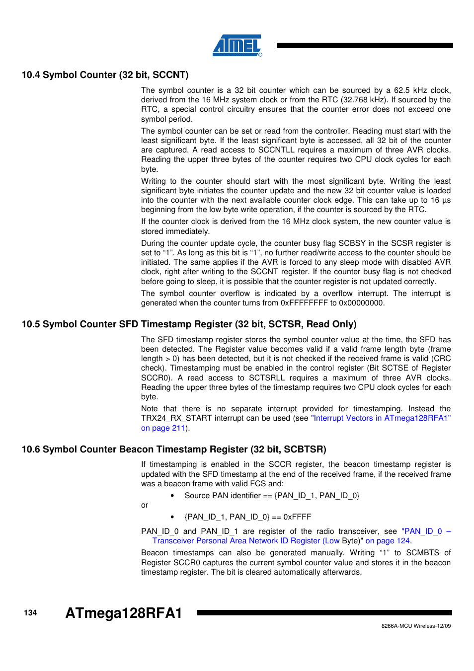 4 symbol counter (32 bit, sccnt) | Rainbow Electronics ATmega128RFA1 User Manual | Page 134 / 524