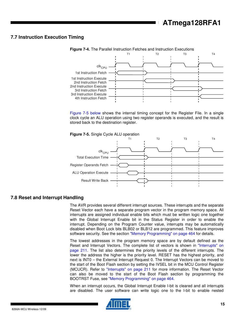 7 instruction execution timing, 8 reset and interrupt handling, Atmega128rfa1 | Rainbow Electronics ATmega128RFA1 User Manual | Page 15 / 524