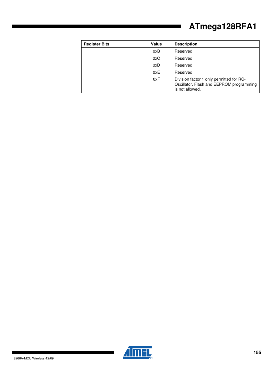 Rainbow Electronics ATmega128RFA1 User Manual | Page 155 / 524