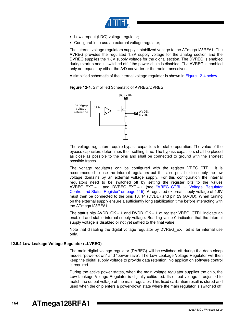 4 low leakage voltage regulator (llvreg) | Rainbow Electronics ATmega128RFA1 User Manual | Page 164 / 524