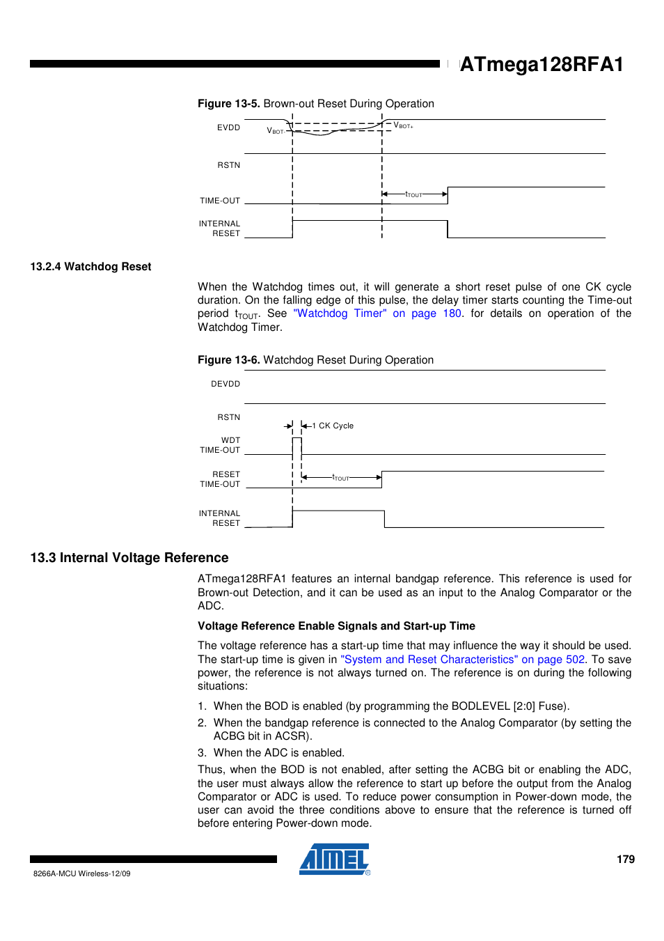 4 watchdog reset, 3 internal voltage reference, Atmega128rfa1 | Rainbow Electronics ATmega128RFA1 User Manual | Page 179 / 524