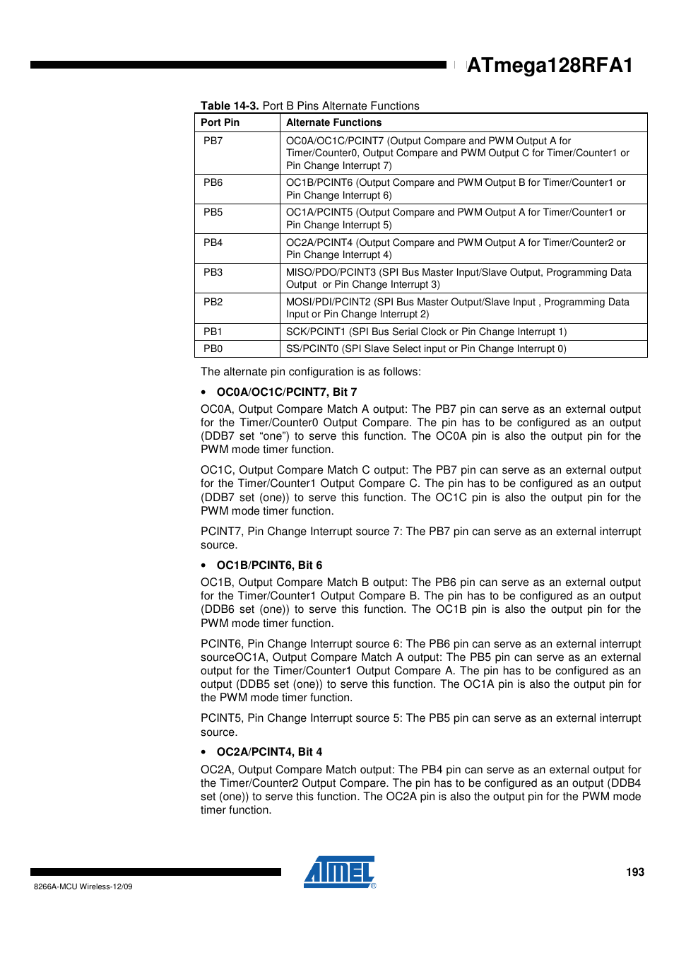Rainbow Electronics ATmega128RFA1 User Manual | Page 193 / 524