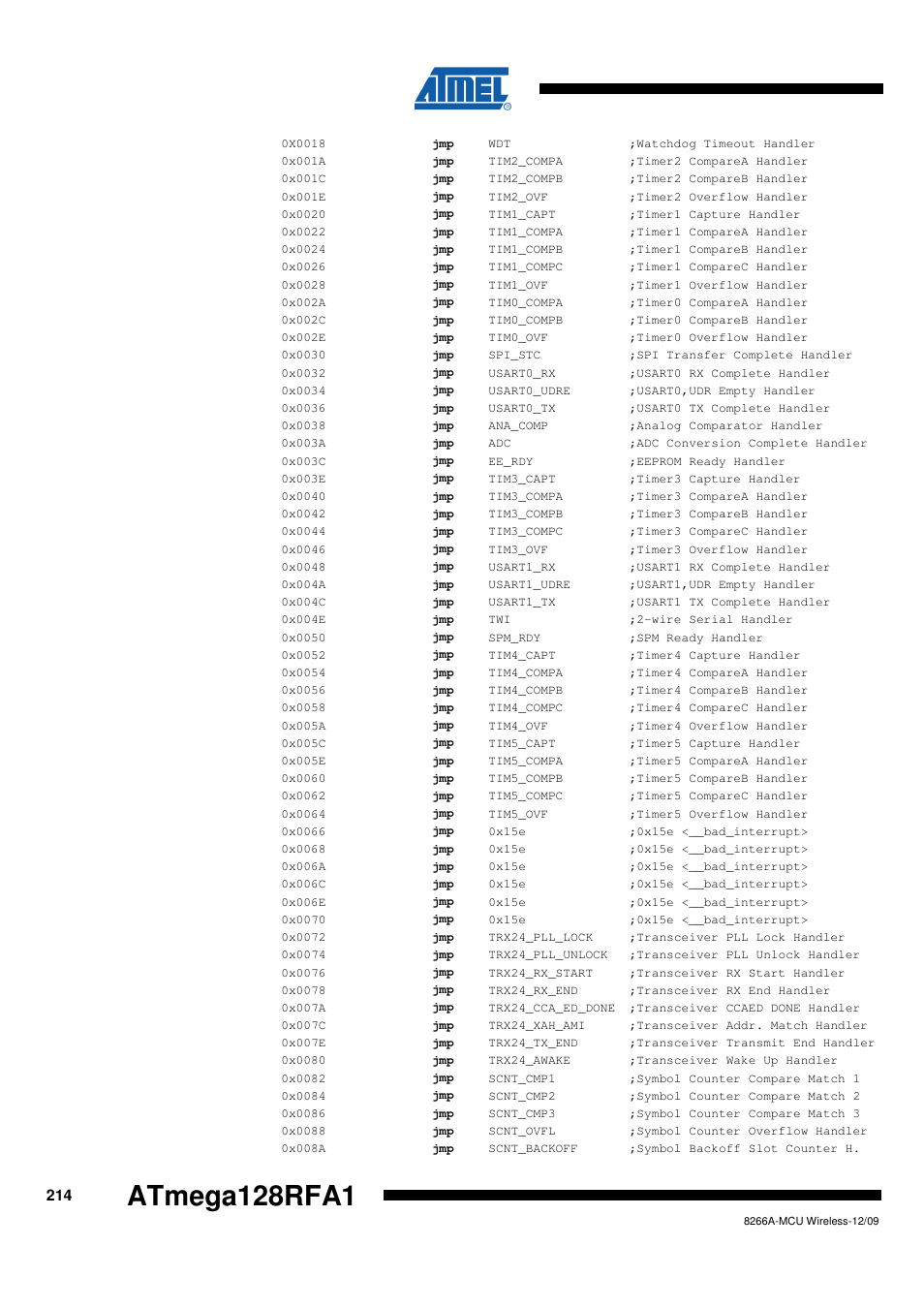 Atmega128rfa1 | Rainbow Electronics ATmega128RFA1 User Manual | Page 214 / 524
