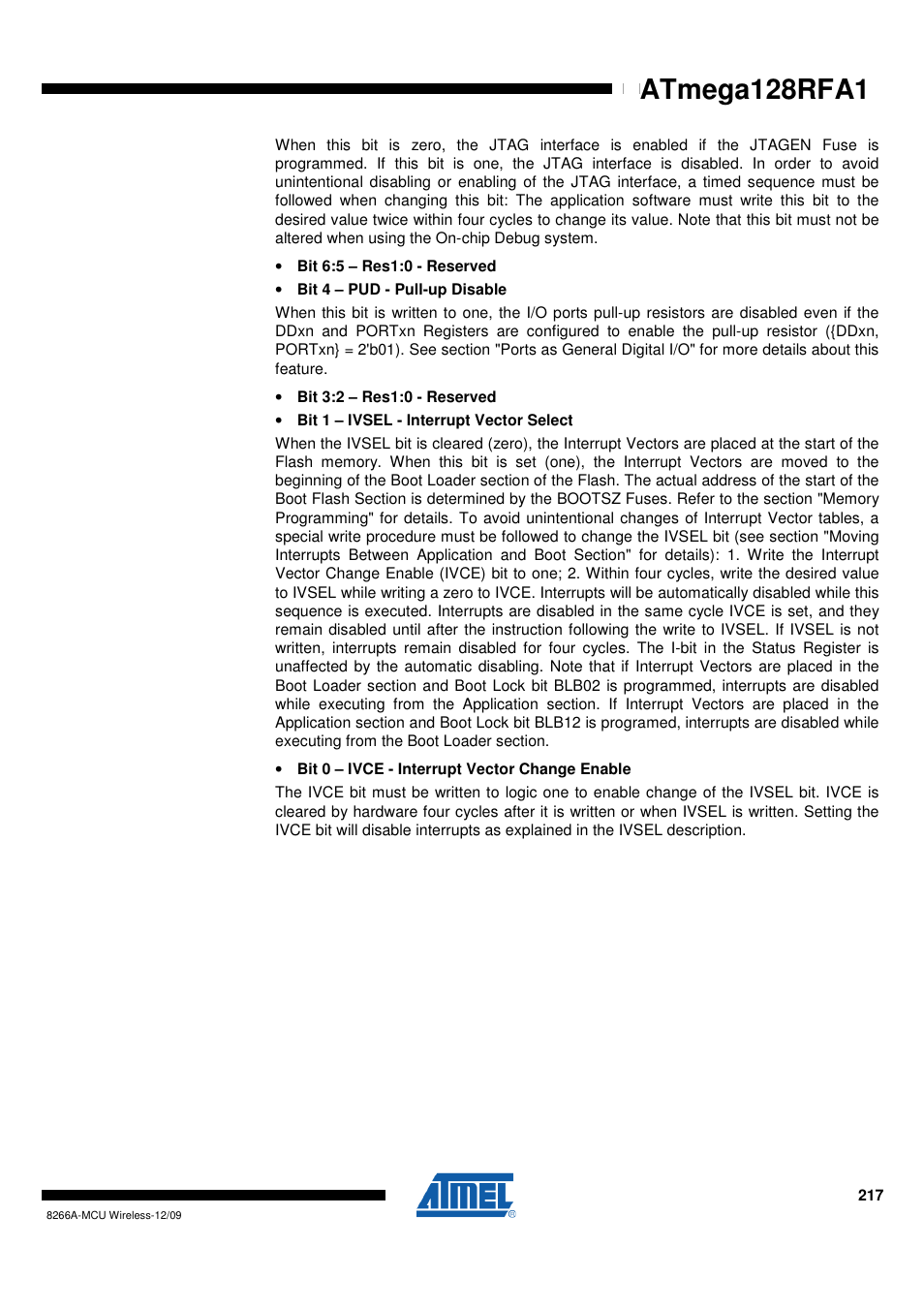 Rainbow Electronics ATmega128RFA1 User Manual | Page 217 / 524